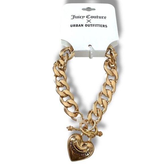 Juicy Couture Retro Y2K Chunky Heart Toggle Bracelet Gold NWT Urban Outfitters - Picture 5 of 11